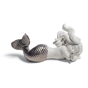 Day Dreaming at Sea Mermaid Figurine. Silver Lustre
