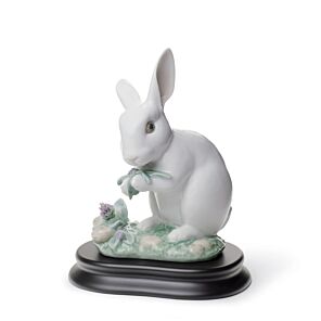 Attentive Bunny with Flowers Figurine - Lladro-USA