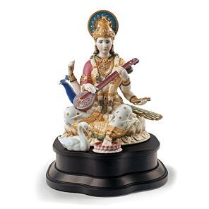 Lotus Round Diya Figurine. Golden Lustre - Lladro-Canada