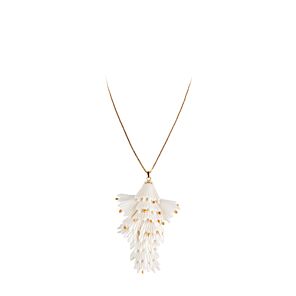Actinia long pendant . White and Golden luster