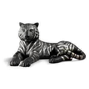 Figurina Tigre. Lustro argento e nero