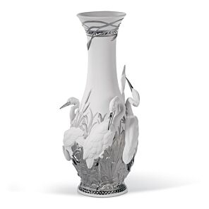 Herons' Realm Vase. Silver Lustre