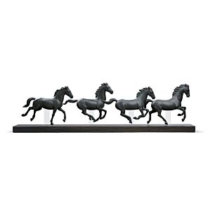 Galloping Herd Horses Figurine. Black