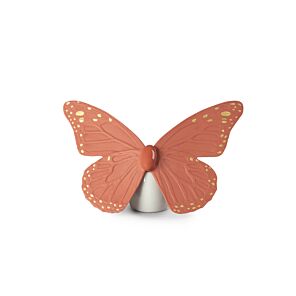 Butterfly Figurine. Golden Luster & Coral