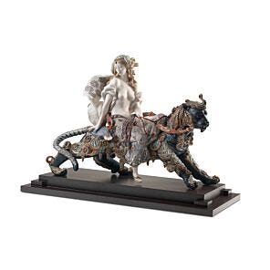 Bacchante on A Panther Woman Sculpture. Limited Edition