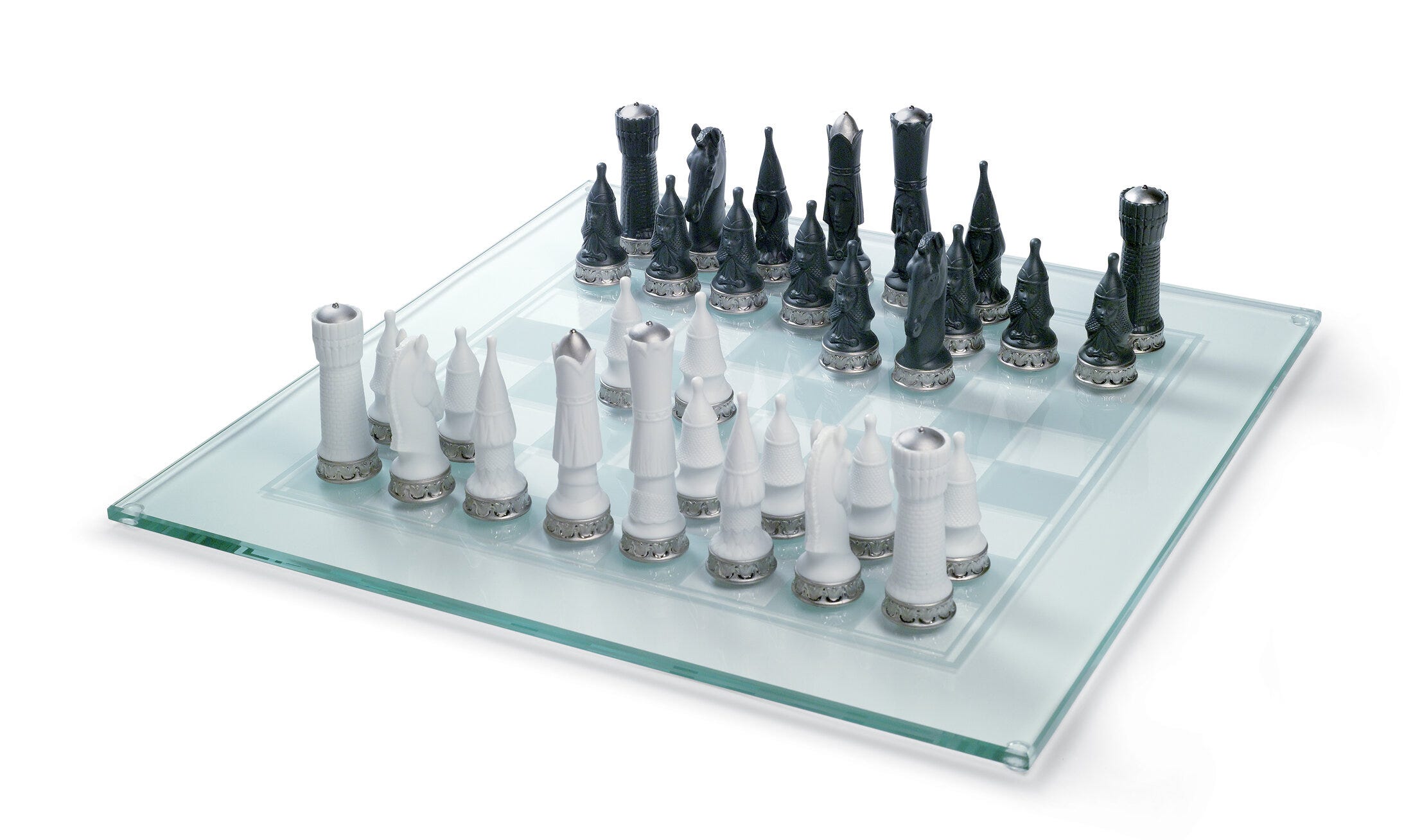 Chess Set. Silver Lustre