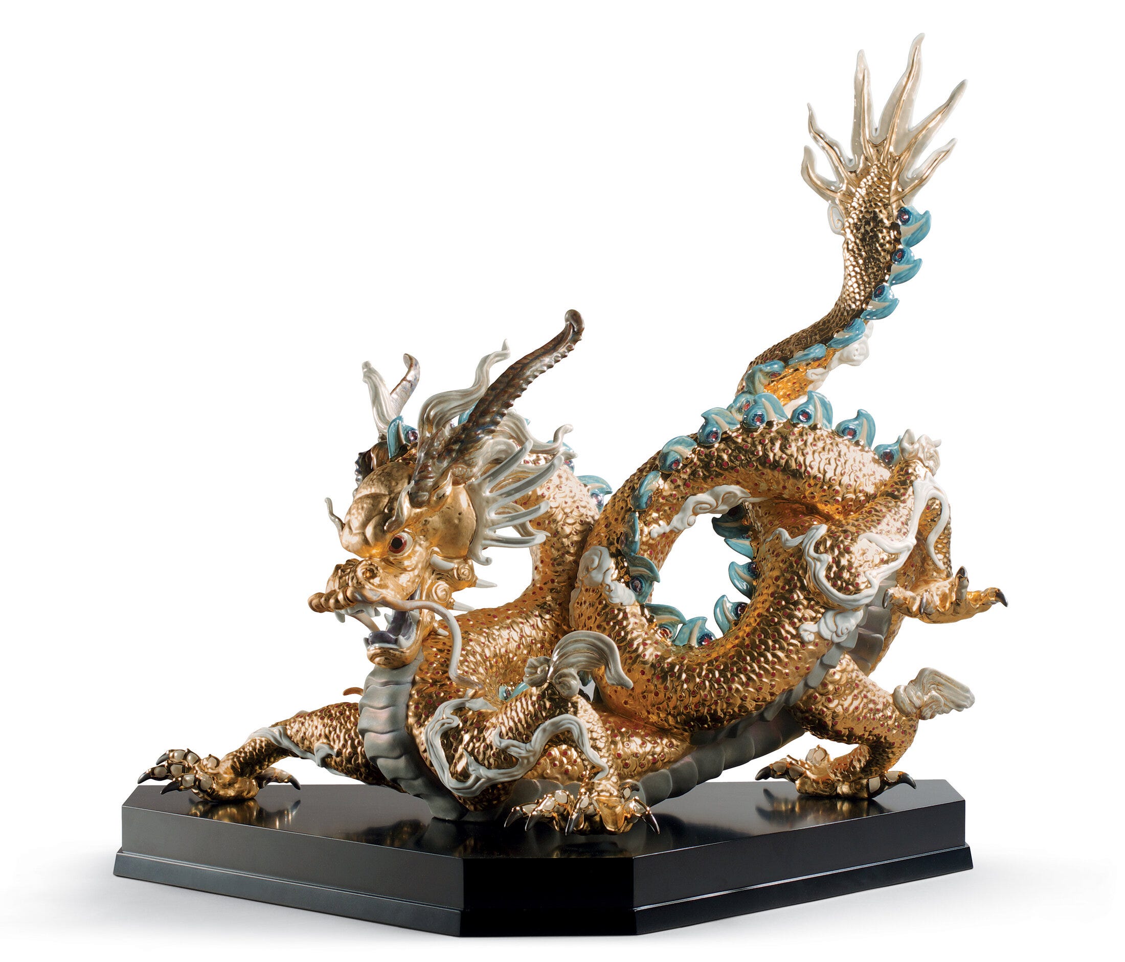 Great Dragon Sculpture. Limited Edition. Golden Lustre