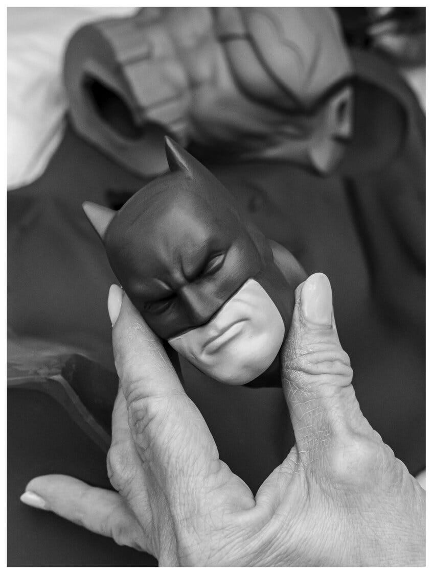 Máscara de Batman en blanco y negro