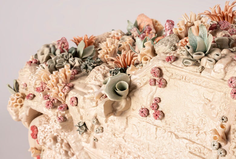 Front detail of 'The Coral Car' showing marine elements