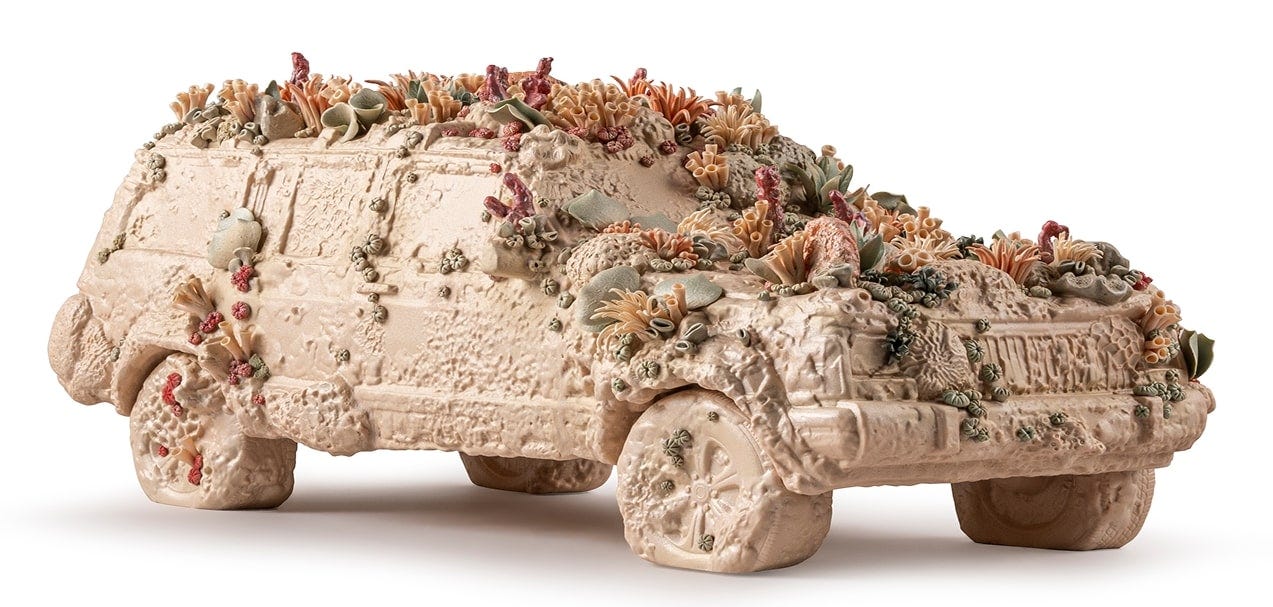 Close-up of corals and textures in 'The Coral Car'