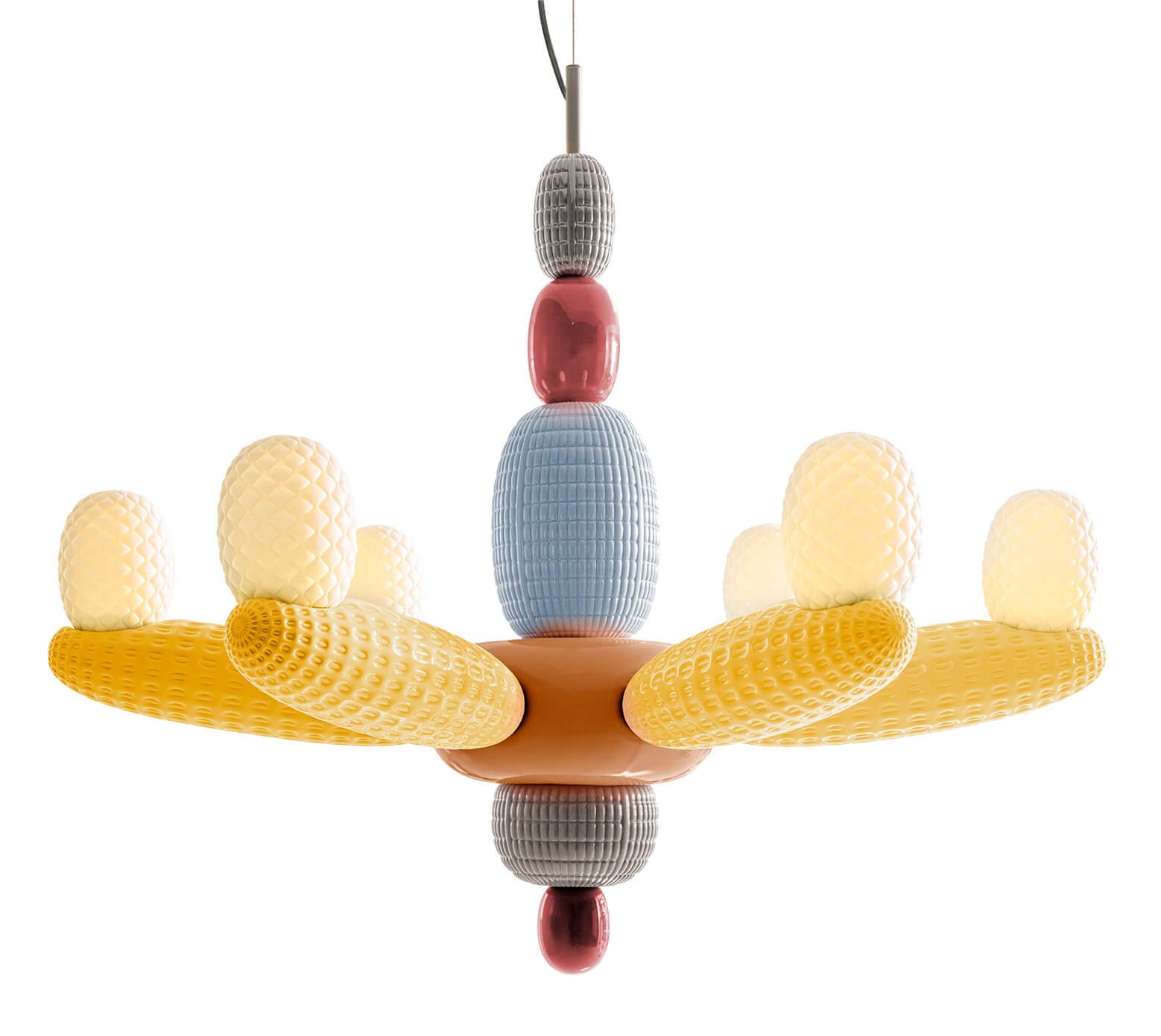 Soft Blown Chandelier. Yellow (CE/UK)