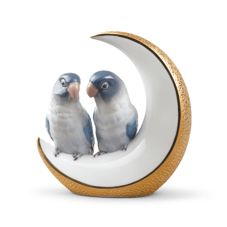 Fly Me to The Moon Birds Figurine Golden