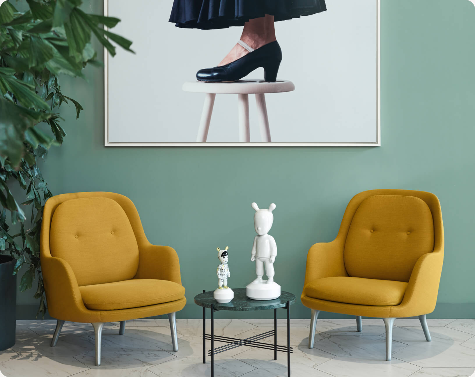 The Guest sculptures in a lounge setting